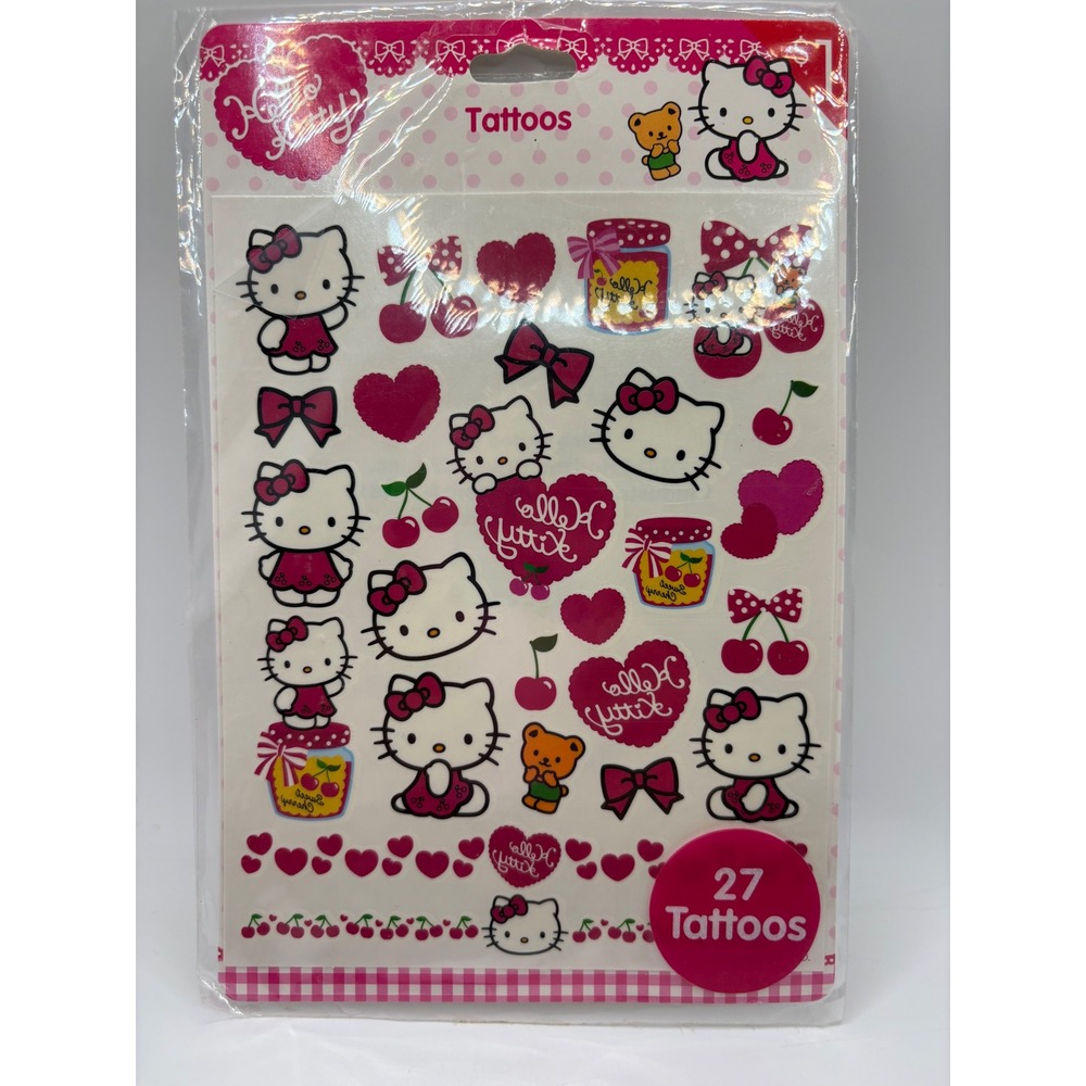 Sanrio Hello Kitty Temporary Tattoos 27 Count Hearts Cherries 2014 Horizon 52881